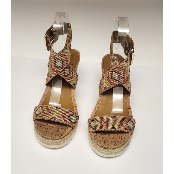 WHITE MOUNTAIN Women's Pearl Espadrille Wedge Sandal Shoe Tan Brown Aztec 8.5M - Picture 7 of 12